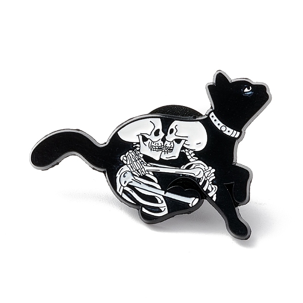 

PandaHall Cat with Skeleton Enamel Pin, Halloween Alloy Brooch for Backpack Clothes, Electrophoresis Black, White, 20x29x1.5mm Alloy+Enamel...