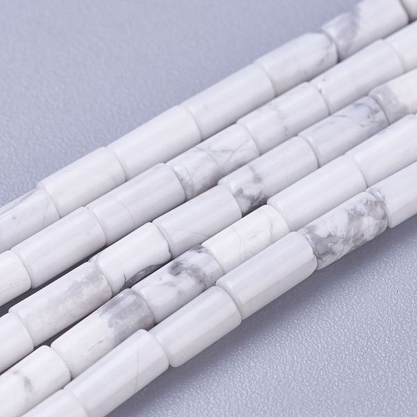 

PandaHall Natural Howlite Beads Strands, Column, 4x2.2mm, Hole: 0.8mm, about 99pcs/strand, 15.7 inch(40cm) Howlite Column