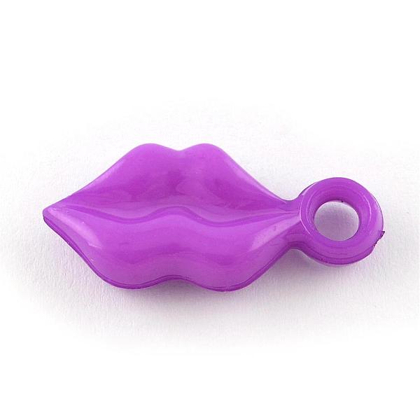 

PandaHall Opaque Acrylic Pendants, Lip, Blue Violet, 26x11.5x5mm, Hole: 3.5mm, about 685pcs/500g Acrylic Lip Purple