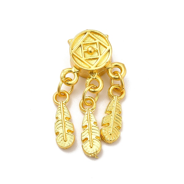 

PandaHall Rack Plating Alloy Pendants, Cadmium Free & Lead Free, Woven Net/Web with Feather Charm, Matte Gold Color, 25.5x12.5x6mm, Hole...