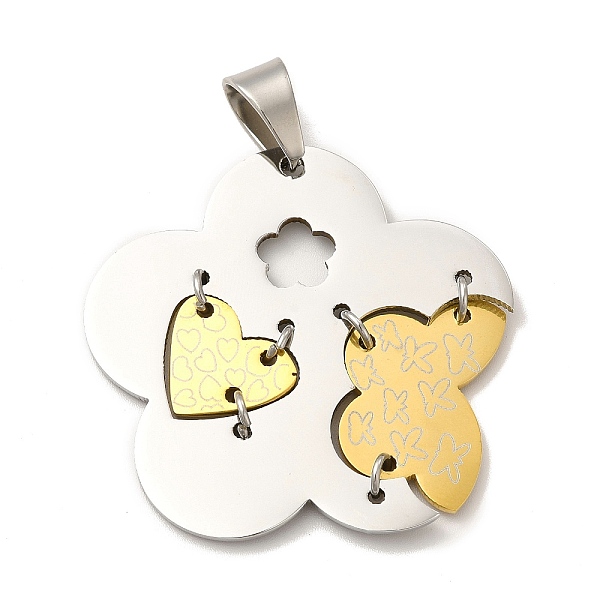 

PandaHall Ion Plating(IP) 304 Stainless Steel Pendants, Flower Charms, Golden, Stainless Steel Color, 47x48.5x3mm, Hole: 12x6mm 304...