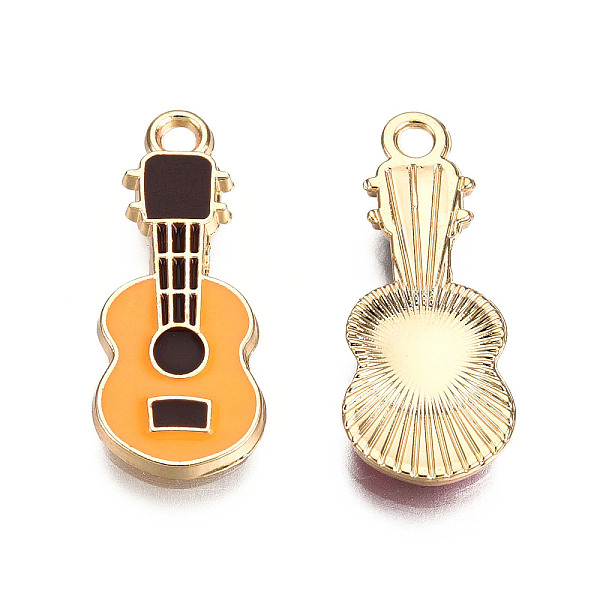 

PandaHall Eco-Friendly Zinc Alloy Pendants, with Enamel, Cadmium Free & Nickel Free & Lead Free, Guitar Shape, Light Gold, Goldenrod...