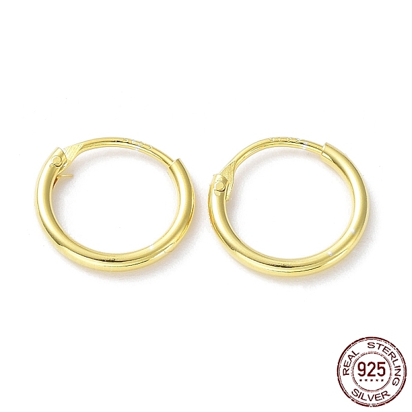 

PandaHall 925 Sterling Silver Huggie Hoop Earrings, with S925 Stamp, Real 18K Gold Plated, 9.5x1x10mm Sterling Silver Round