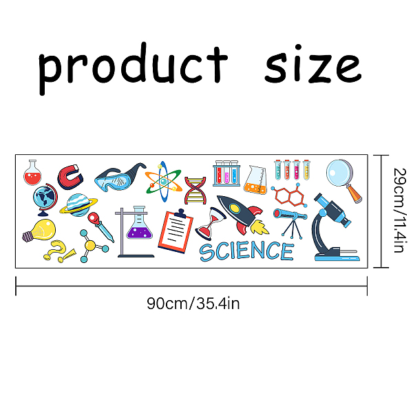 

PandaHall PVC Wall Stickers, for Wall Decoration, Word SCIENCE & Lab Supplies Pattern, Colorful, 290x900mm Plastic Others