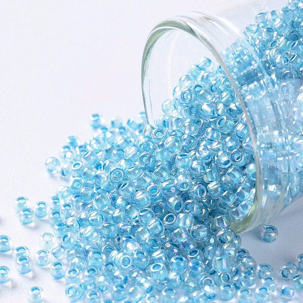 

PandaHall TOHO Round Seed Beads, Japanese Seed Beads, (781) Inside Color AB Crystal/Aqua Lined, 11/0, 2.2mm, Hole: 0.8mm, about 5555pcs/50g...
