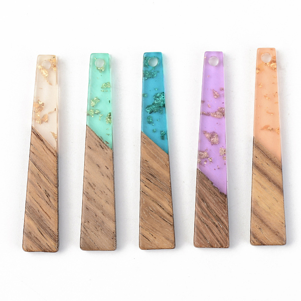 

PandaHall Transparent Resin & Walnut Wood Pendants, with Gold Foil, Trapezoid, Mixed Color, 44.5x8x3mm, Hole: 2mm Resin+Wood Trapezoid..., Multicolor