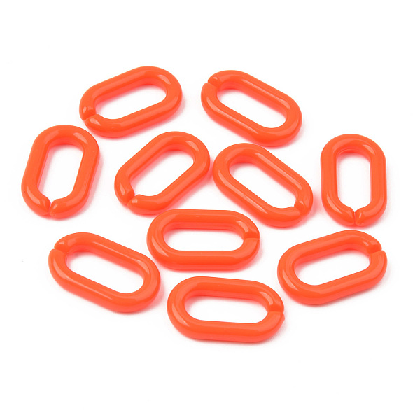 

PandaHall Opaque Acrylic Linking Rings, Quick Link Connectors, For Jewelry Cable Chains Making, Oval, Orange Red, 27x16x4mm, Inner Diameter...