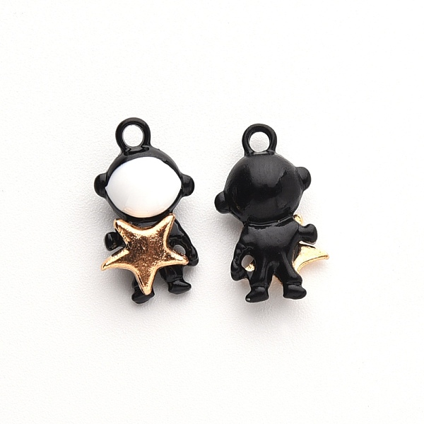 

PandaHall Baking Painted Alloy Pendants, Astronaut Hold the Stars, Black, 17.2x9.5x6mm, Hole: 1.6mm Alloy Others Black