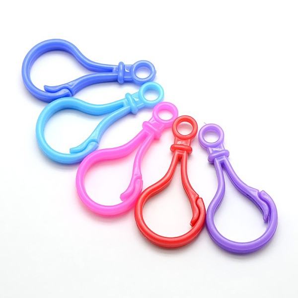 

PandaHall Bulb Shaped Plastic Lobster Keychain Clasp Findings, Mixed Color, 51x25x3mm Plastic Multicolor
