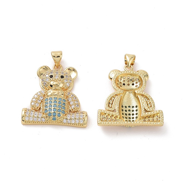 

PandaHall Brass Cubic Zirconia Pendants, Bear Charm, Real 18K Gold Plated, 24.5x23x5mm, Hole: 3.5x5mm Brass+Cubic Zirconia Bear