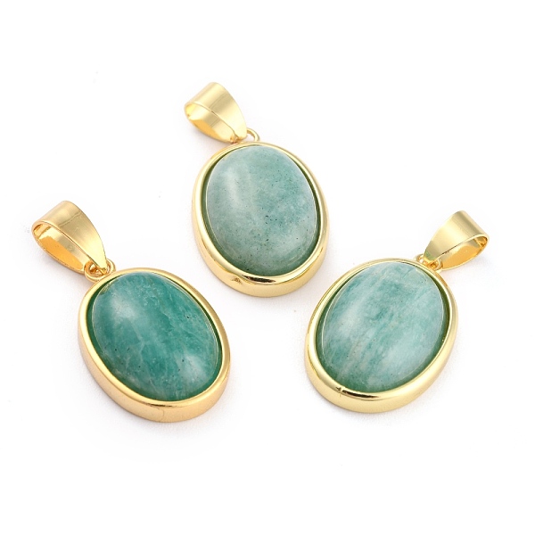 

PandaHall Natural Amazonite Pendants, with Golden Brass Findings, Oval, 21.5x14x6mm, Hole: 7x4mm Amazonite Oval