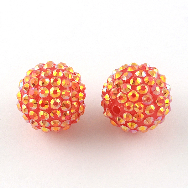 

PandaHall AB-Color Resin Rhinestone Beads, with Acrylic Round Beads Inside, for Bubblegum Jewelry, Tomato, 22x20mm, Hole: 2~2.5mm..., Red
