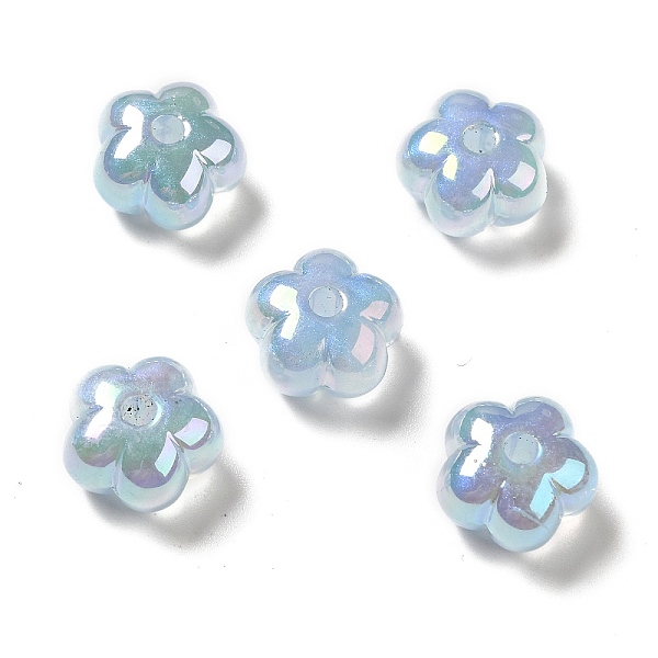 

PandaHall UV Plating Rainbow Iridescent Acrylic Beads, Flower, Light Sky Blue, 13.7x14x8.5mm, Hole: 2.6mm Acrylic Flower