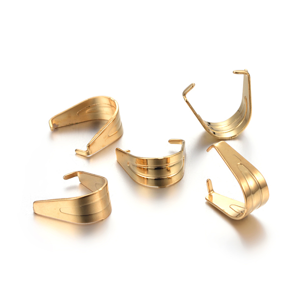 

PandaHall 201 Stainless Steel Snap on Bails, Golden, 11x11x5mm, Pin: 1mm 201 Stainless Steel