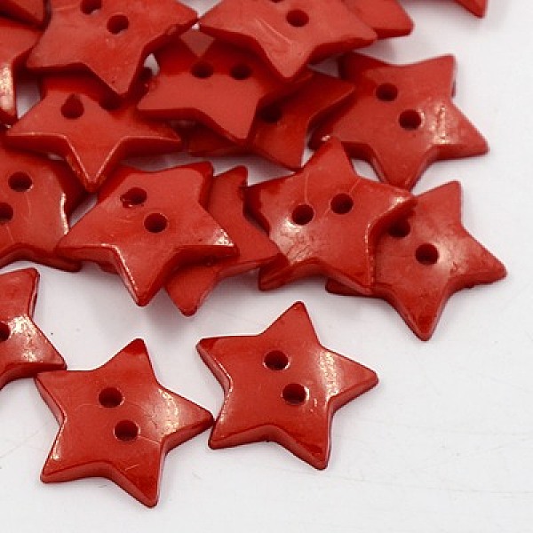 

PandaHall Acrylic Sewing Buttons, Plastic Buttons, 2-Hole, Dyed, Star, Dark Red, 16x2mm, Hole: 1mm Acrylic Star Red