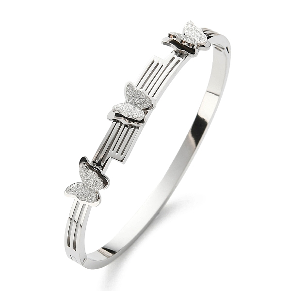 

PandaHall 304 Stainless Steel Butterfly Hinged Bangle for Women, Stainless Steel Color, Inner Diameter: 1-7/8x2-3/8 inch(4.8~5.9cm) 304...