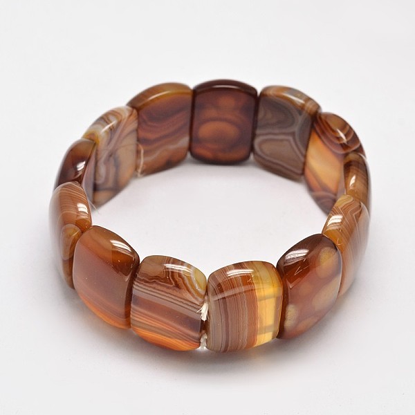 

PandaHall Natural Stripe Agate Stretch Bracelets, Saddle Brown, 63mm Natural Agate Brown