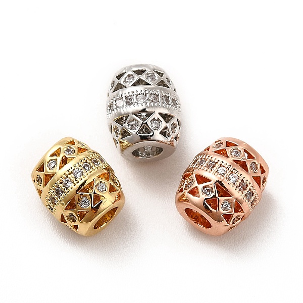 

PandaHall Rack Plating Brass Micro Pave Cubic Zirconia Beads, Long-Lasting Plated, Cadmium Free & Lead Free, Barrel, Mixed Color, 8.5x7.5mm..., Clear