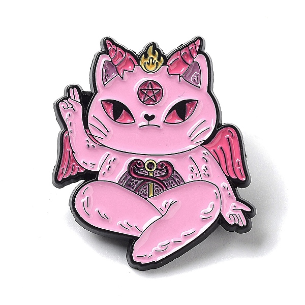 

PandaHall Halloween Cat Evil Enamel Pins, Black Alloy Brooches for Backpack Clothes, Wing, 30x26x1.5mm Alloy+Enamel Wing Pink