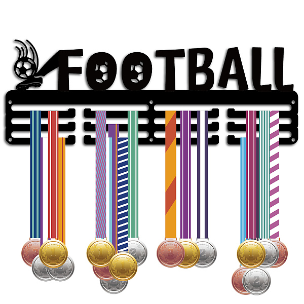 

PandaHall CREATCABIN Football Medal Hanger Display Soccer Medal Holder Rack Organizer Sports Metal Hanging Iron Wall Mount Frame Decor Medal..., Black