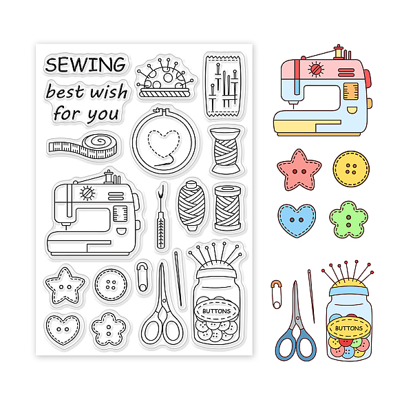 

PandaHall GLOBLELAND Sewing Clear Stamps Clothes Sewing Tools Silicone Clear Stamp Seals for Cards Making DIY Scrapbooking Photo Journal...