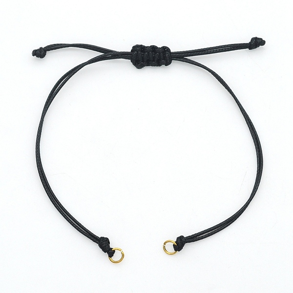 

PandaHall Braided Waxed Cord for DIY Bracelet Making, with 304 Stainless Steel Loop, Golden, Single Length: about 13~14cm Waxed Polyester..., Black