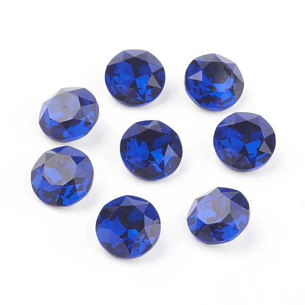 

PandaHall Pointed Back & Back Plated Glass Rhinestone Cabochons, Grade A, Faceted, Flat Round, Capri Blue, 8x4.5mm Glass Rhinestone Flat...