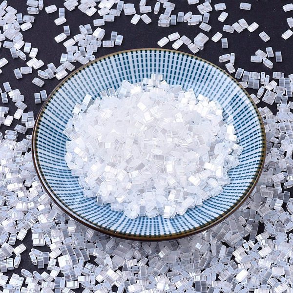 

PandaHall MIYUKI Half TILA Beads, Japanese Seed Beads, 2 Hole, (HTL2548) Crystal Silk Satin Luster, 5x2.3x1.9mm, Hole: 0.8mm, about..., Clear