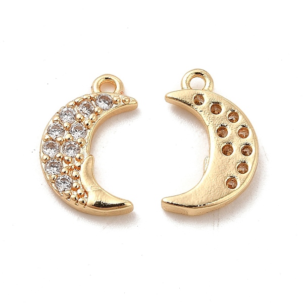 

PandaHall Rack Plating Brass Micro Pave Clear Cubic Zirconia Pendants, Long-Lasting Plated, Cadmium Free & Lead Free, Moon Charm, Real 14K...