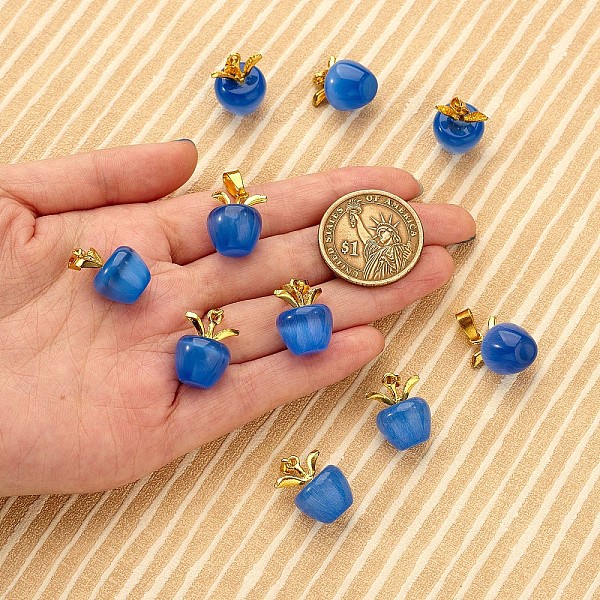 

PandaHall 10Pcs Apple Gemstone Charm Pendant Crystal Quartz Healing Natural Stone Pendants Opal Buckle for Jewelry Necklace Earring Making..., Blue
