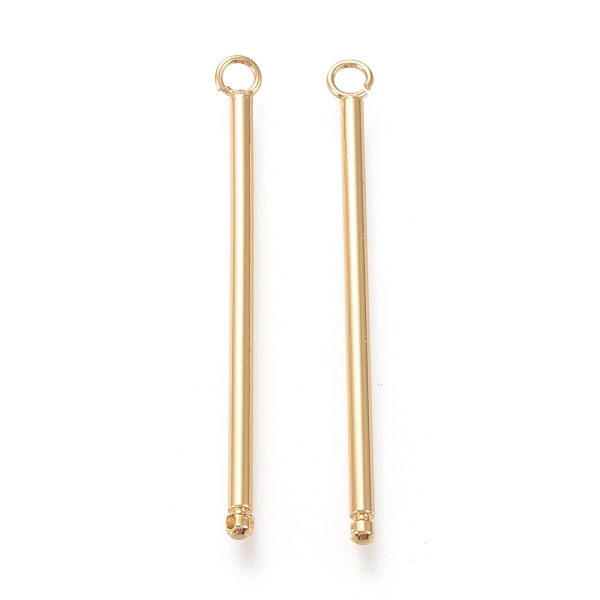 

PandaHall Brass Links Connectors, Long-Lasting Plated, Column, Real 18K Gold Plated, 51x4x2mm, Hole: 0.7mm and 2.5mm Brass Column