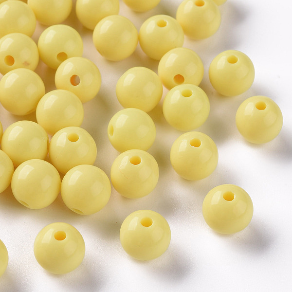 

PandaHall Opaque Acrylic Beads, Round, Yellow, 10x9mm, Hole: 2mm, about 940pcs/500g Acrylic Round Yellow