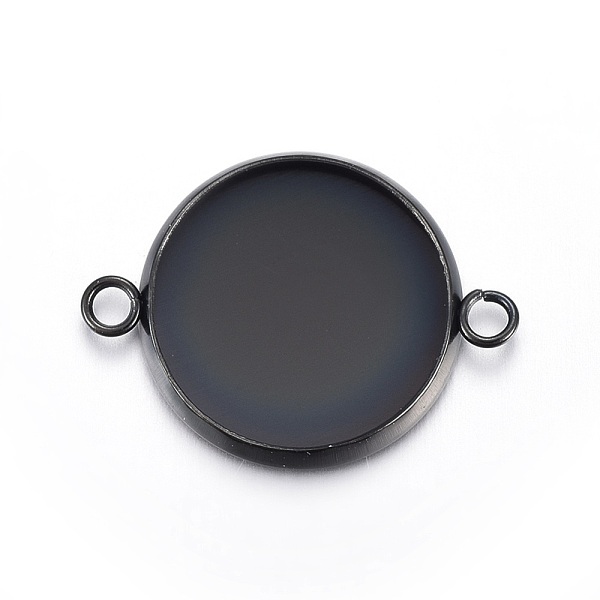

PandaHall Stainless Steel Cabochon Connector Settings, Plain Edge Bezel Cups, Flat Round, Electrophoresis Black, Tray: 14mm, 16x21x2mm, Hole...