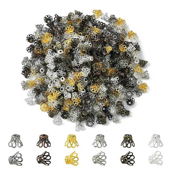

PandaHall 600PCS 6Colors Iron Bead Caps, Mixed Color, 8x6mm, 100pcs/color Iron