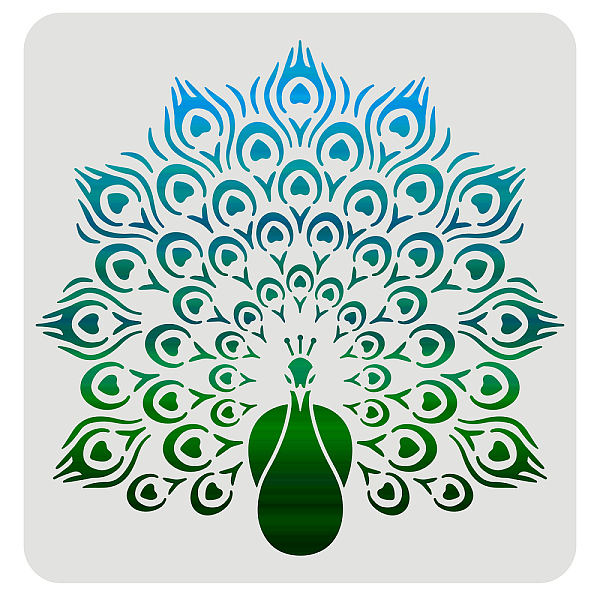 PandaHall FINGERINSPIRE Peacock Stencil Template 30x30cm Peacock Painting Stencil Template Reusable DIY Decorative Stencil Template for...