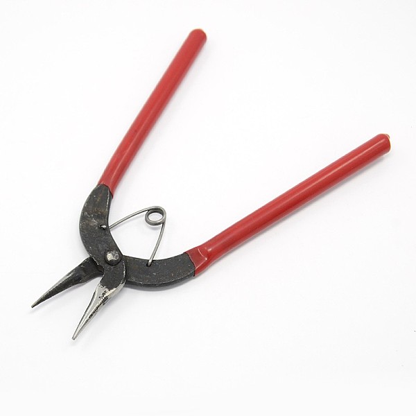 

PandaHall Jewelry Pliers, Iron Concave/Half Round Nose Pliers, with Plastic Handle, Red, 150x150x10mm Iron Red