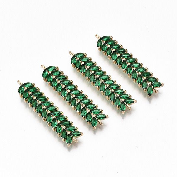 

PandaHall Brass Micro Pave Cubic Zirconia Links Connectors, Light Gold, Long-Lasting Plated, Cadmium Free & Lead Free, Leaf, Green, 41x9x3mm...