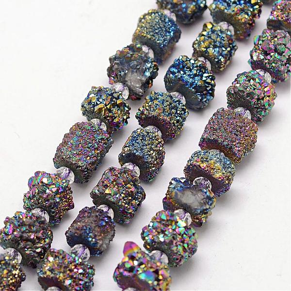 

PandaHall Electroplate Natural Druzy Crystal Bead Strands, Nuggets, Multi-color Plated, 8~13x6~11mm, Hole: 0.8mm, about 36~39pcs/strand...