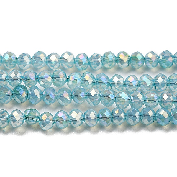 

PandaHall Transparent Baking Painted Glass Beads Strands, AB Color, Faceted, Round, Medium Turquoise, 3x2.5mm, Hole: 0.7mm, about...