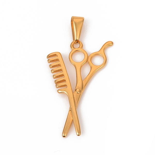 

PandaHall 304 Stainless Steel Pendants, Comb and Scissors, Golden, 33.5x21.5x1.5mm, Hole: 3.5x6.5mm 304 Stainless Steel