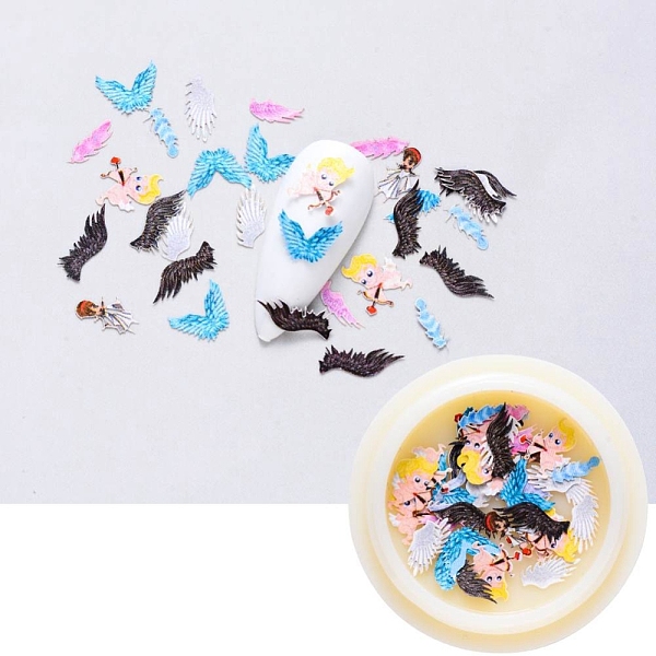 

PandaHall Paper Cabochons, Nail Art Decorations, Mixed Angel & Wing, Mixed Color, 8~10x2~8x0.1mm, about 50pcs/box Paper Mixed Shapes..., Multicolor