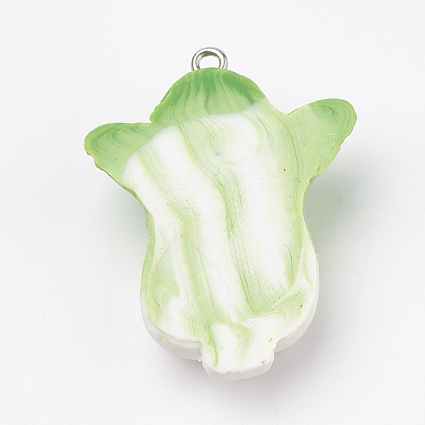 

PandaHall Handmade Polymer Clay Pendants, with Iron Findings, Chinese Cabbage, Platinum, Lime Green, 37x28x11mm, Hole: 2mm Polymer Clay...