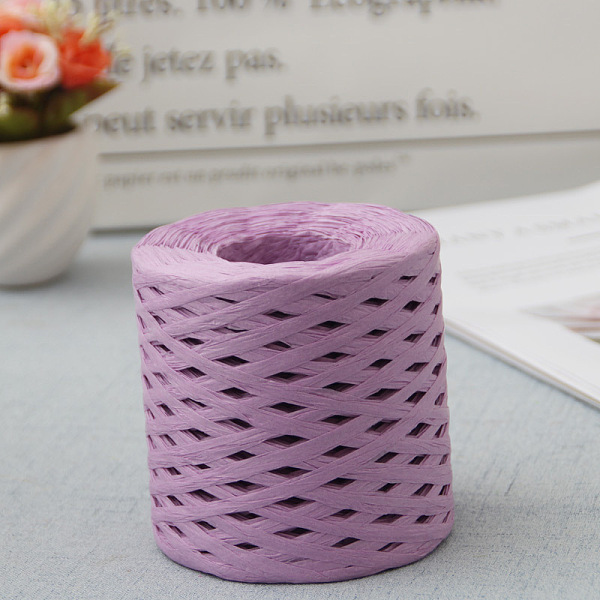 

PandaHall Raffia Ribbon, Packing Paper String, Raffia Twine Paper Cords for Gift Wrapping and Weaving, Medium Orchid, 3~4mm, about 218.72...