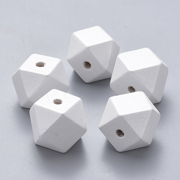 

PandaHall Painted Natural Wood European Beads, Large Hole Beads, Polygon, Creamy White, 19.5x19.5x20mm, Hole: 4.5mm Wood Polygon