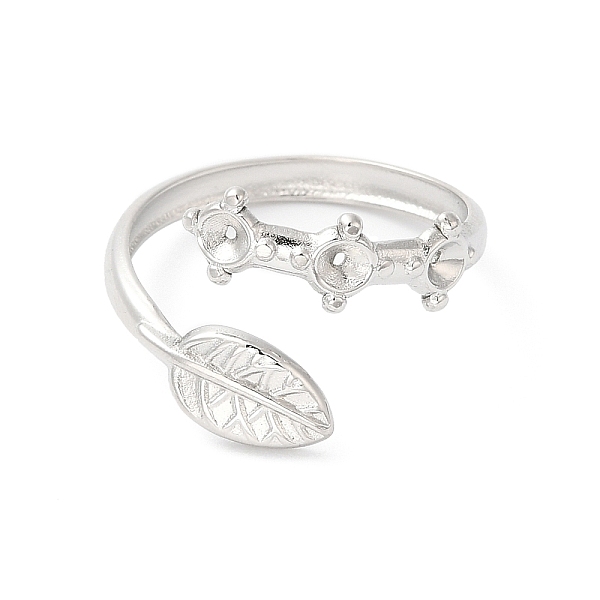 

PandaHall 304 Stainless Steel Leaf Open Cuff Ring Finding, Pad Ring Settings, Stainless Steel Color, Inner Diameter: 17mm, Tray: 2mm 304...