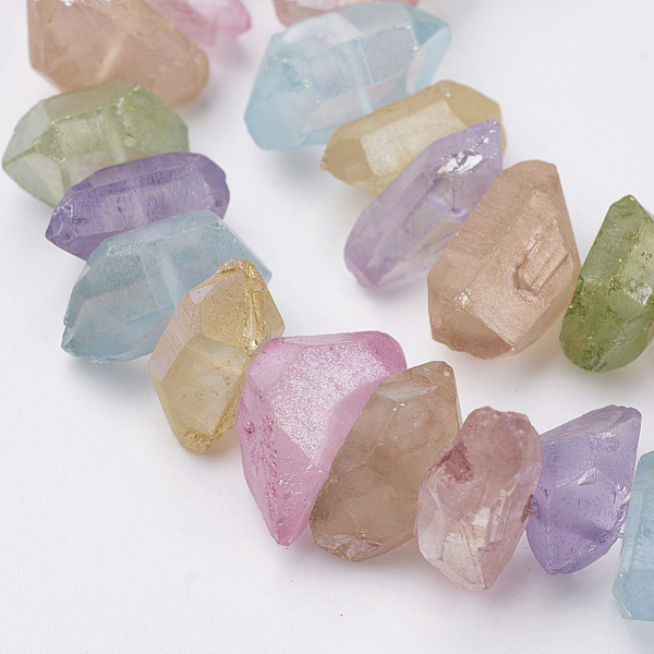 

PandaHall Electroplated Natural Quartz Crystal Bead Strands, Dyed, Frosted, Nuggets, Colorful, 15~25x7.5~15x6~18mm, Hole: 1mm, about...