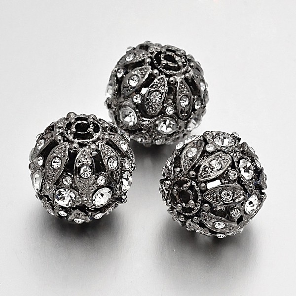 

PandaHall Alloy Rhinestone Beads, Round, Gunmetal, 21mm, Hole: 2.5mm Alloy+Rhinestone Round Clear