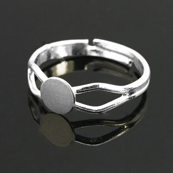 

PandaHall Brass Ring Components, Pad Ring Findings, Adjustable, Nickel Free, Silver Color Plated, 18mm inner diameter, Tray: 6mm Brass...