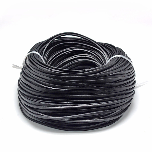 

PandaHall Flat Leather Cords, DIY Rope for Bracelet Necklace Jewelry Making, Black, 3x2mm Leather Flat Black