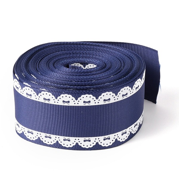 

PandaHall Polyester Printed Grosgrain Ribbon, Single Face Lace Pattern, for DIY Handmade Craft, Gift Decoration , Dark Slate Blue, 1-1/2...